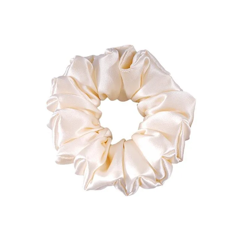 Large Silk Scrunchies Fluffy - Champagne