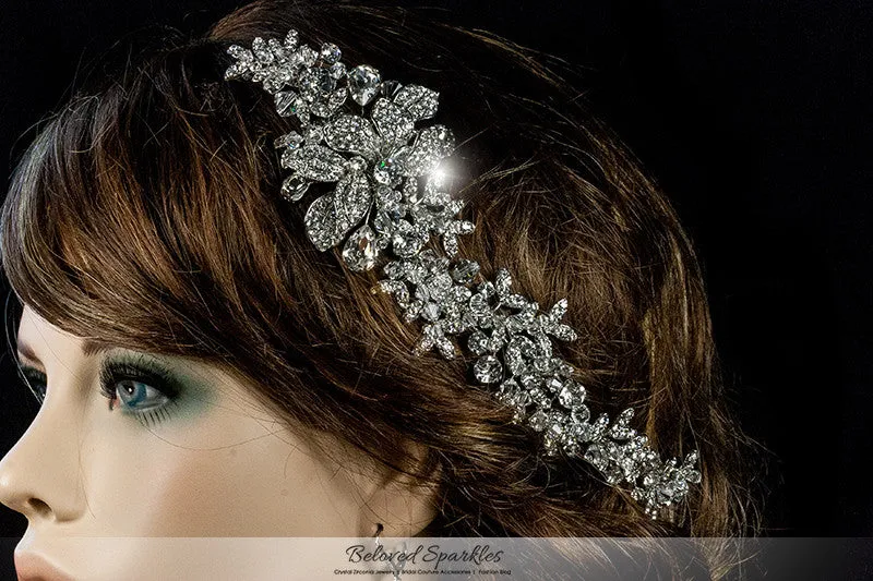 Lizabeth Ila Long Floral Cluster Hair Clip | Swarovski Crystal