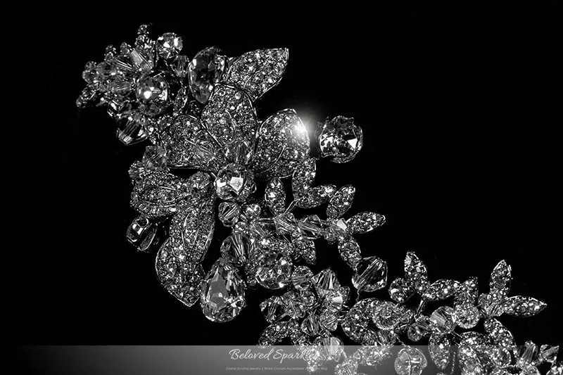 Lizabeth Ila Long Floral Cluster Hair Clip | Swarovski Crystal