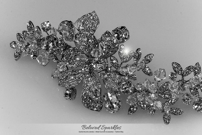 Lizabeth Ila Long Floral Cluster Hair Clip | Swarovski Crystal