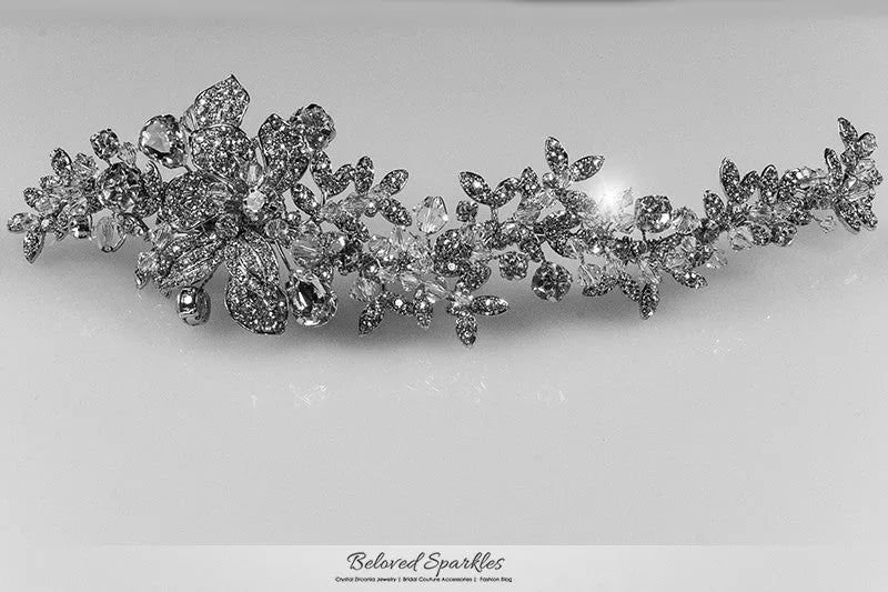 Lizabeth Ila Long Floral Cluster Hair Clip | Swarovski Crystal