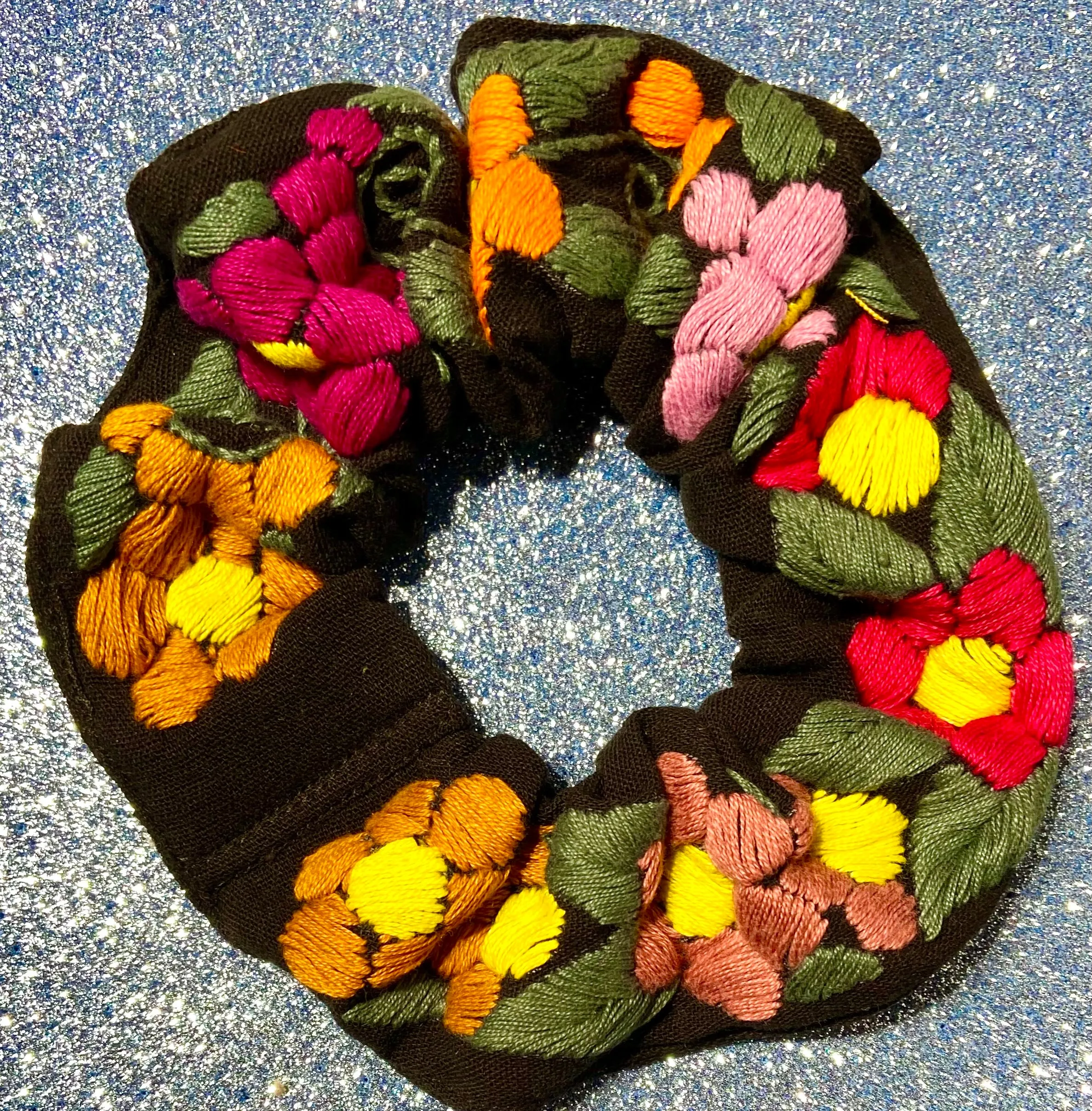 Mexican Floral Embroidered Scrunchies