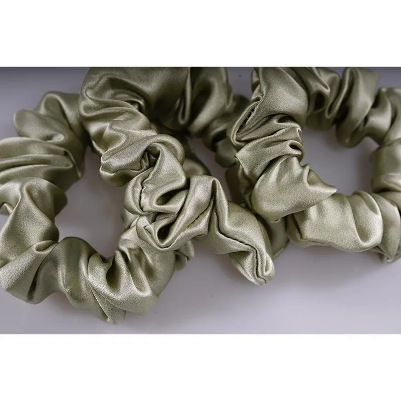 Midi Silk Scrunchies Olive - 3 Pack - Dropshipping