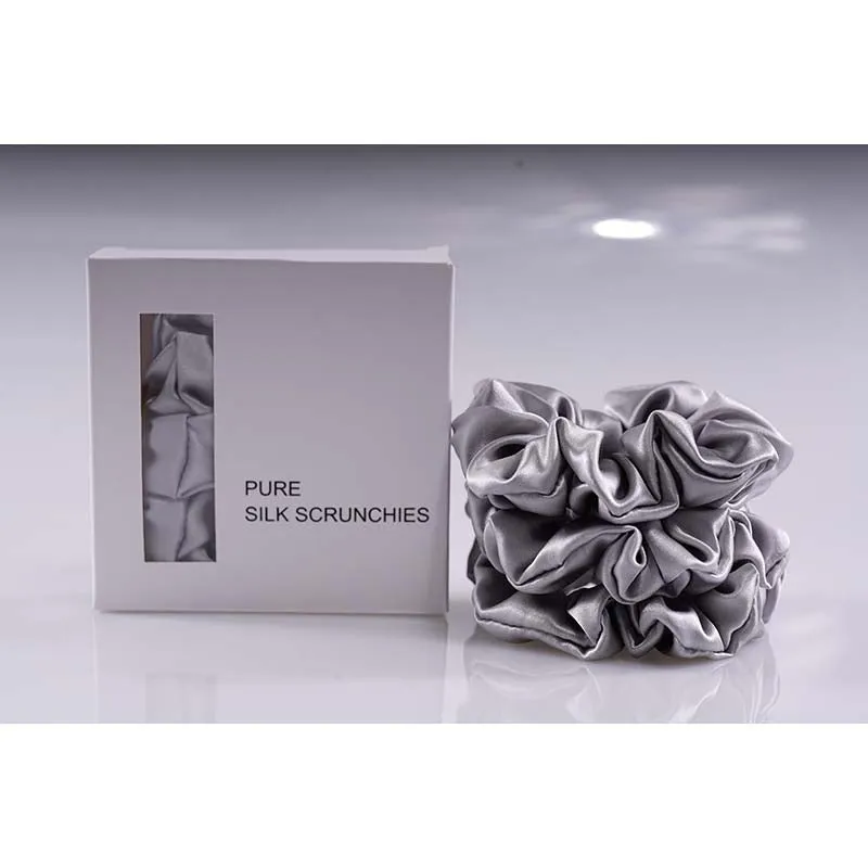 Midi Silk Scrunchies Silver - 3 Pack - Dropshipping