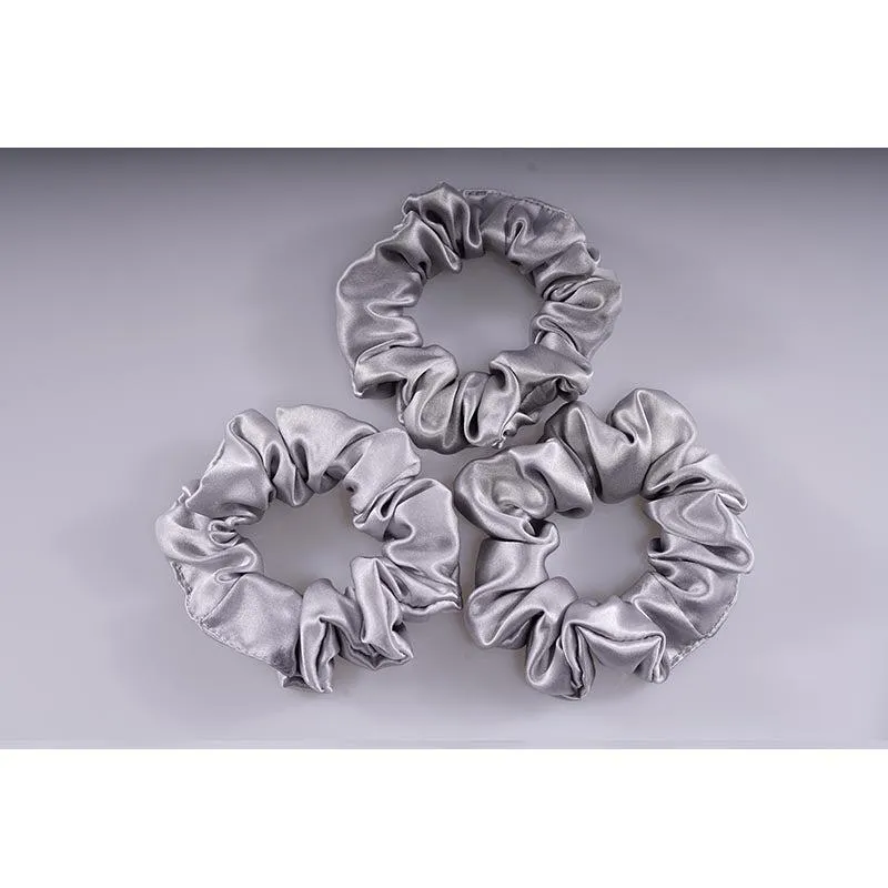 Midi Silk Scrunchies Silver - 3 Pack - Dropshipping