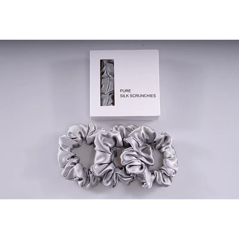 Midi Silk Scrunchies Silver - 3 Pack - Dropshipping