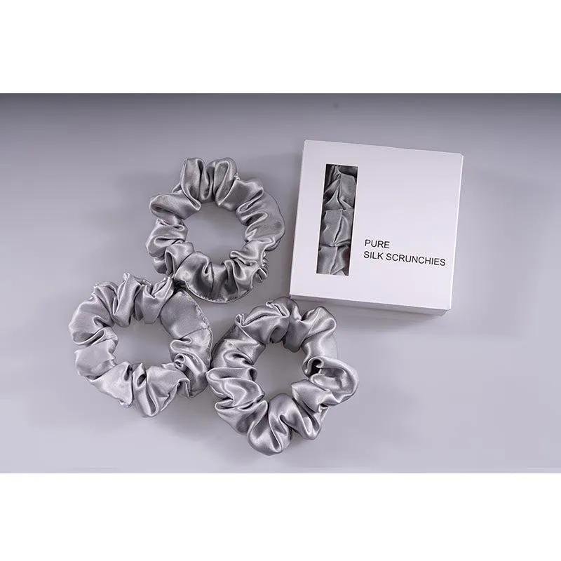 Midi Silk Scrunchies Silver - 3 Pack - Dropshipping