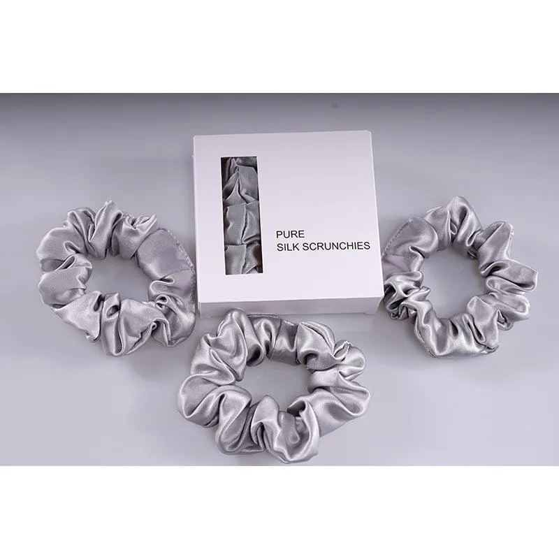 Midi Silk Scrunchies Silver - 3 Pack - Dropshipping