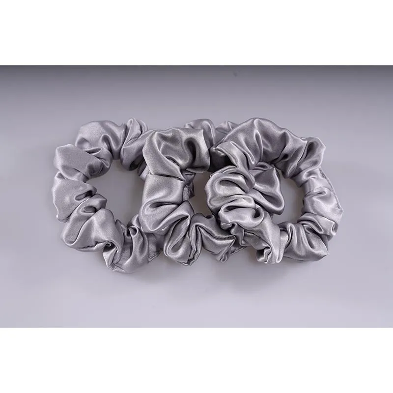 Midi Silk Scrunchies Silver - 3 Pack - Dropshipping
