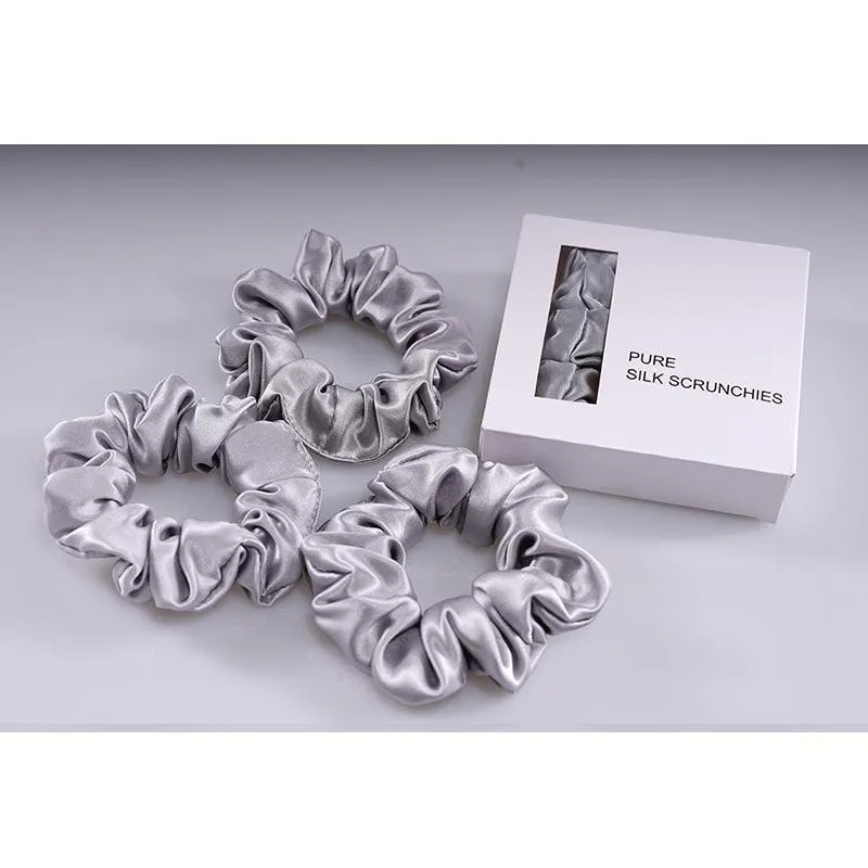 Midi Silk Scrunchies Silver - 3 Pack - Dropshipping