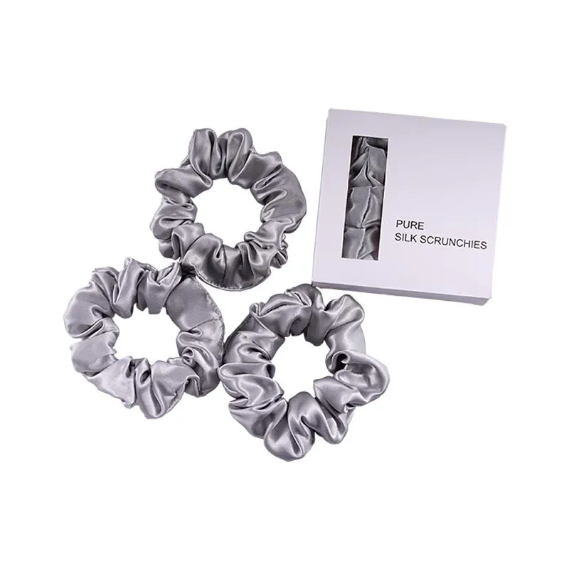 Midi Silk Scrunchies Silver - 3 Pack - Dropshipping