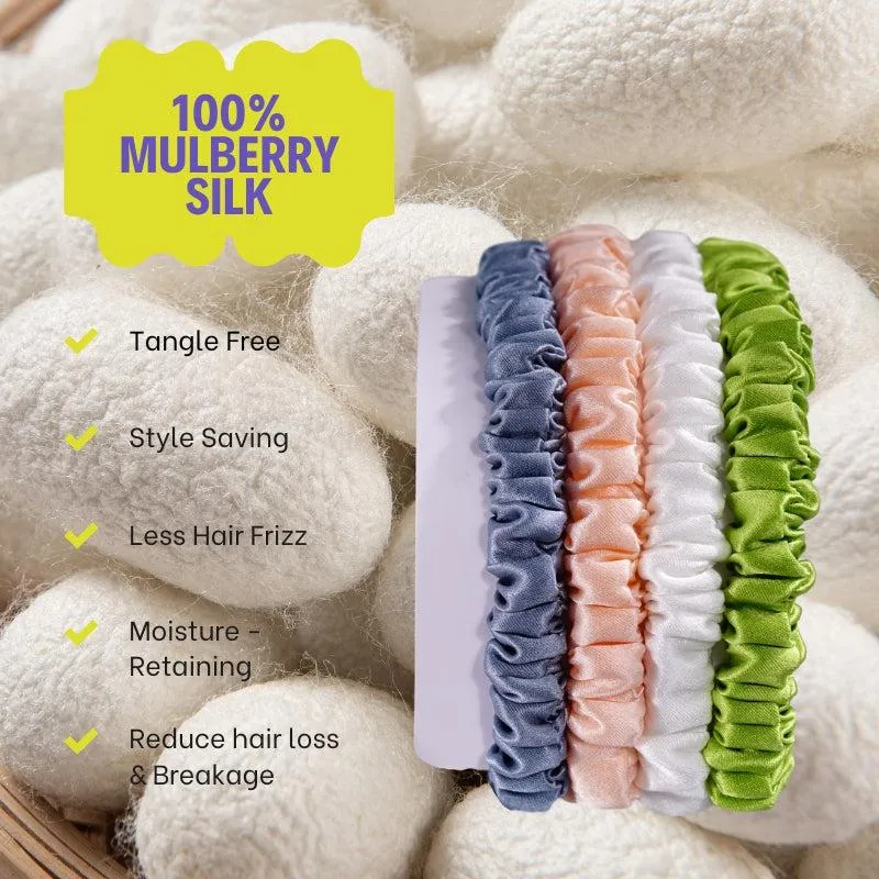 Mini silk hair scrunchies - Youthful - 4 Pack - dropshipping