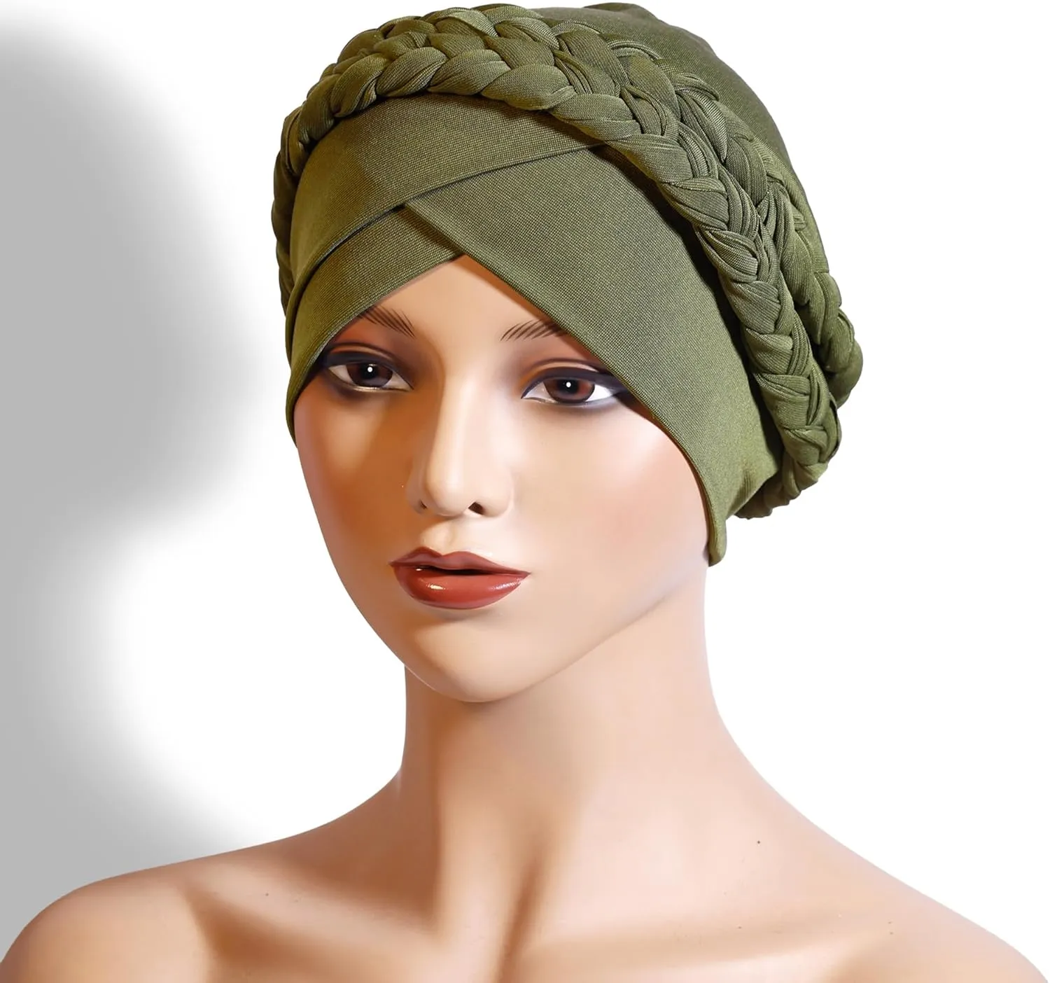 Muslim Turban Pre-Tied Twisted Braid Hair Cover Wrap Hat African Beanie Headwraps for Women