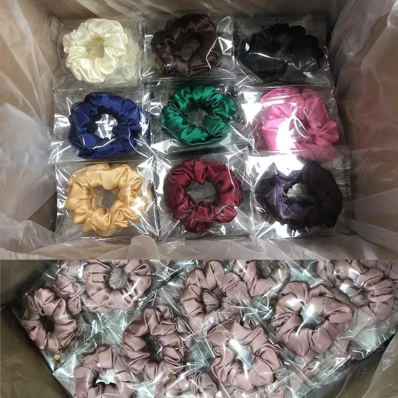 Navy Blue silk scrunchies medium
