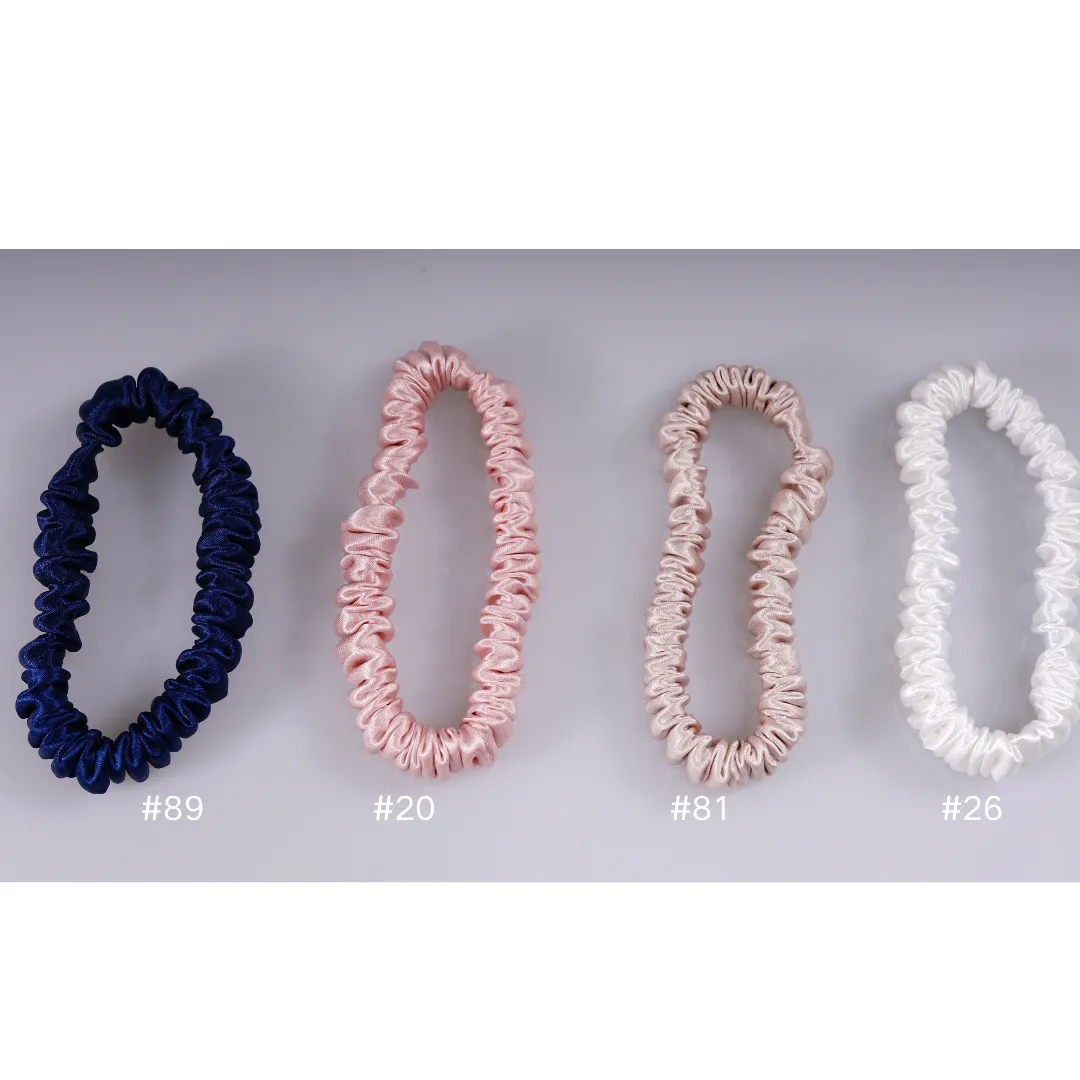 Navy Blue silk scrunchies mini