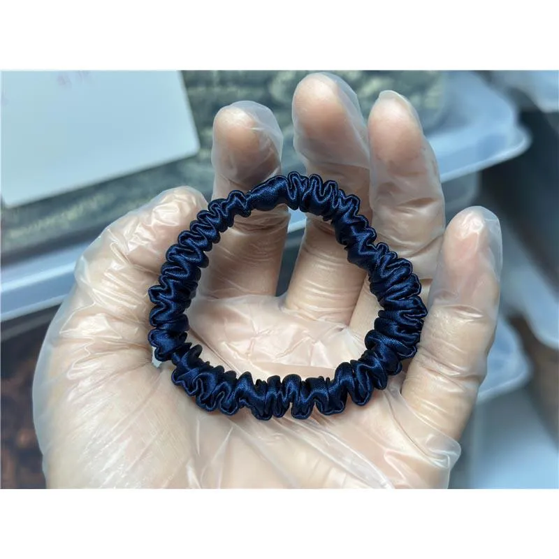 Navy Blue silk scrunchies mini