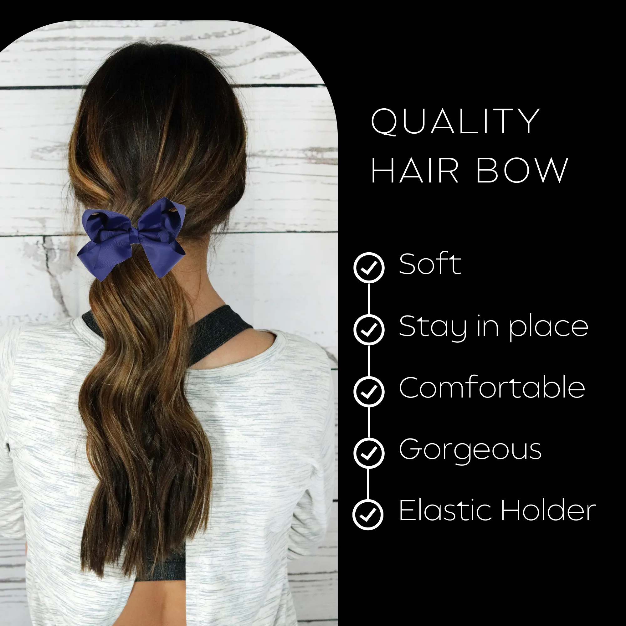 Navy Classic Hair Bow