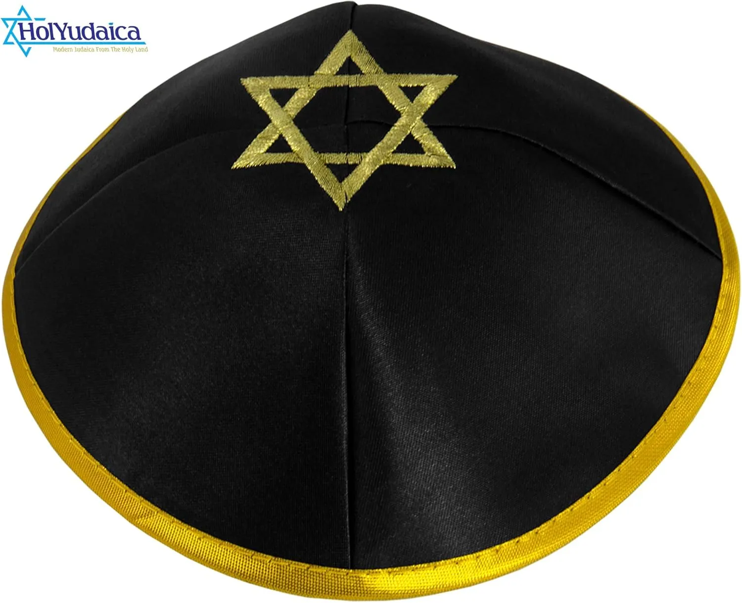 Pack of 5-Pcs Hq 20cm Satin/Velvet Kippah with Silver/Gold String Star of David for Men & Boys, Israel Kippot Bulk