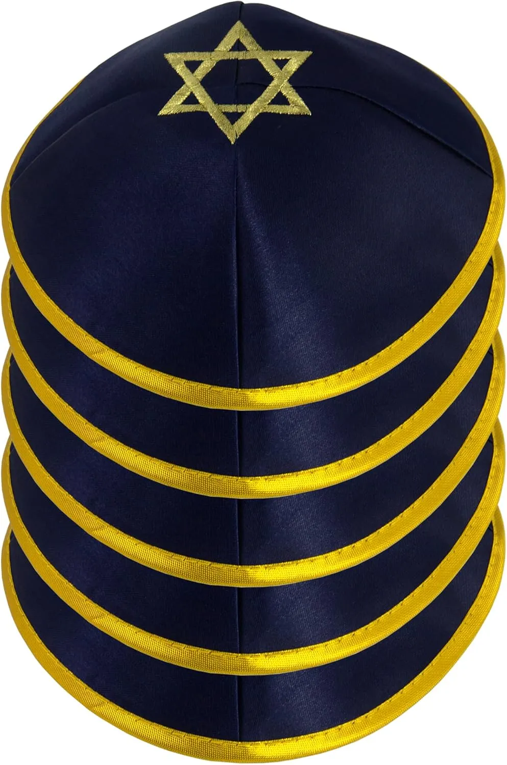 Pack of 5-Pcs Hq 20cm Satin/Velvet Kippah with Silver/Gold String Star of David for Men & Boys, Israel Kippot Bulk
