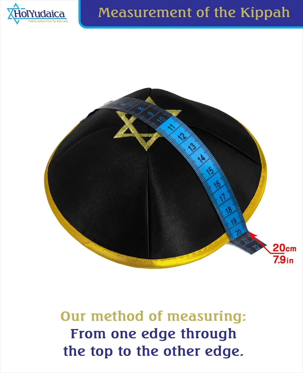 Pack of 5-Pcs Hq 20cm Satin/Velvet Kippah with Silver/Gold String Star of David for Men & Boys, Israel Kippot Bulk