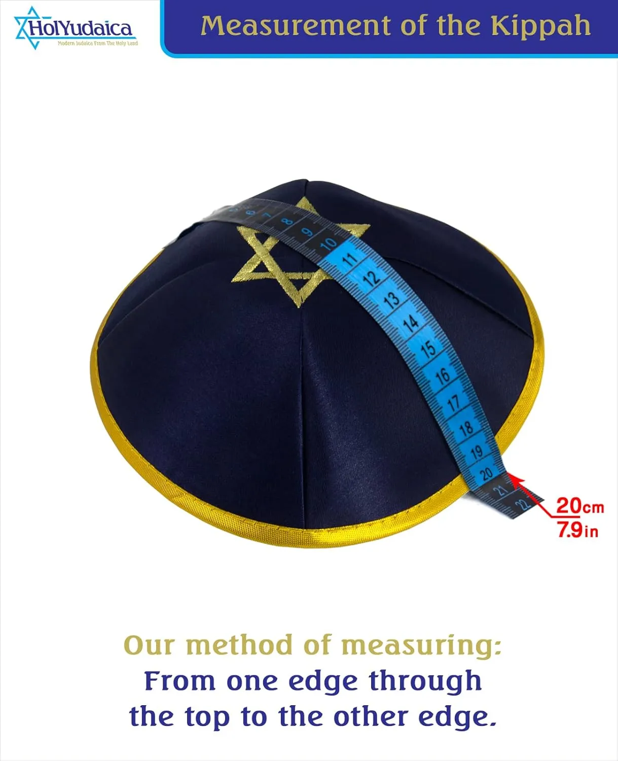 Pack of 5-Pcs Hq 20cm Satin/Velvet Kippah with Silver/Gold String Star of David for Men & Boys, Israel Kippot Bulk