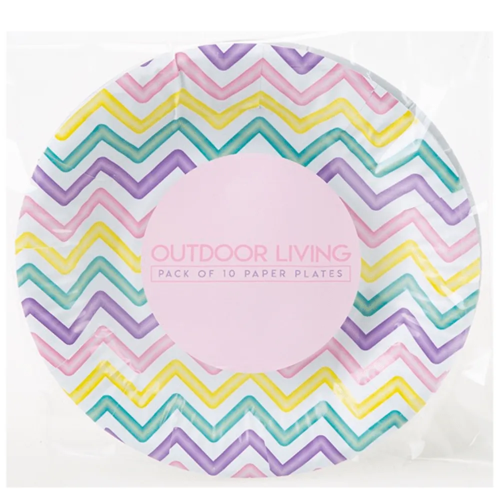 Pastel Chevron Paper Plate - 7" - Pack of 10
