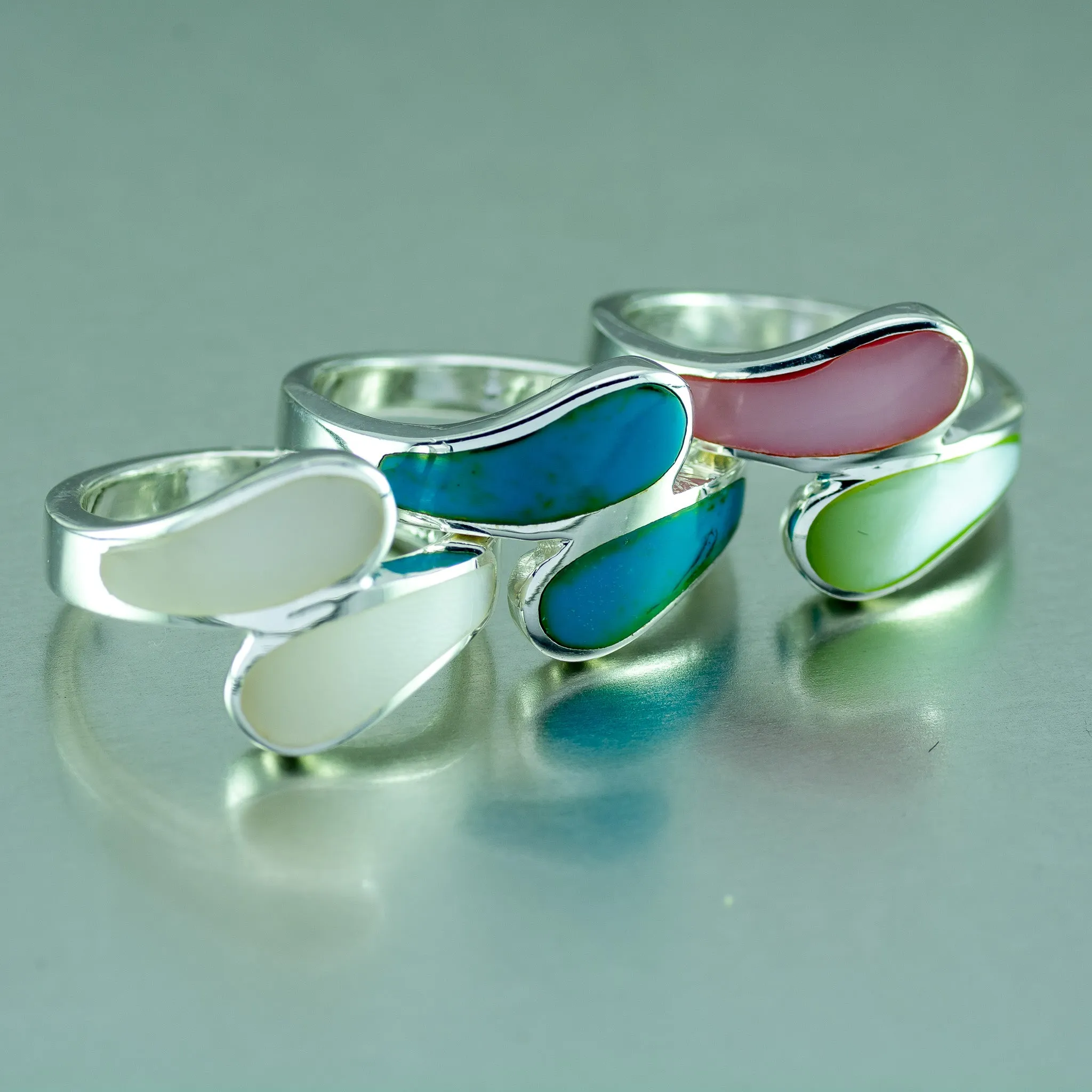 Pastel Mother-of-Pearl Ring, 925 Sterling Silver