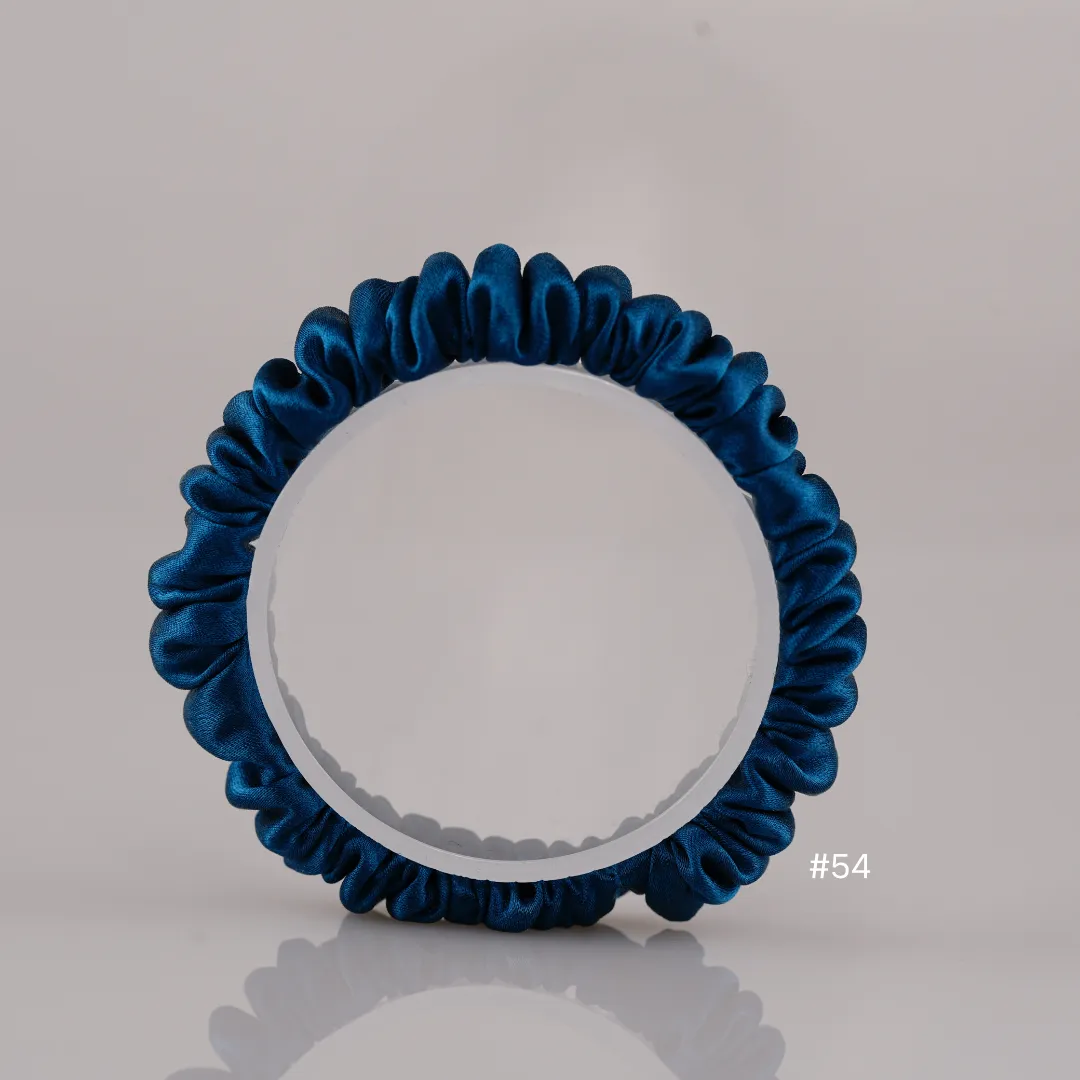 Peacock Blue silk scrunchies mini