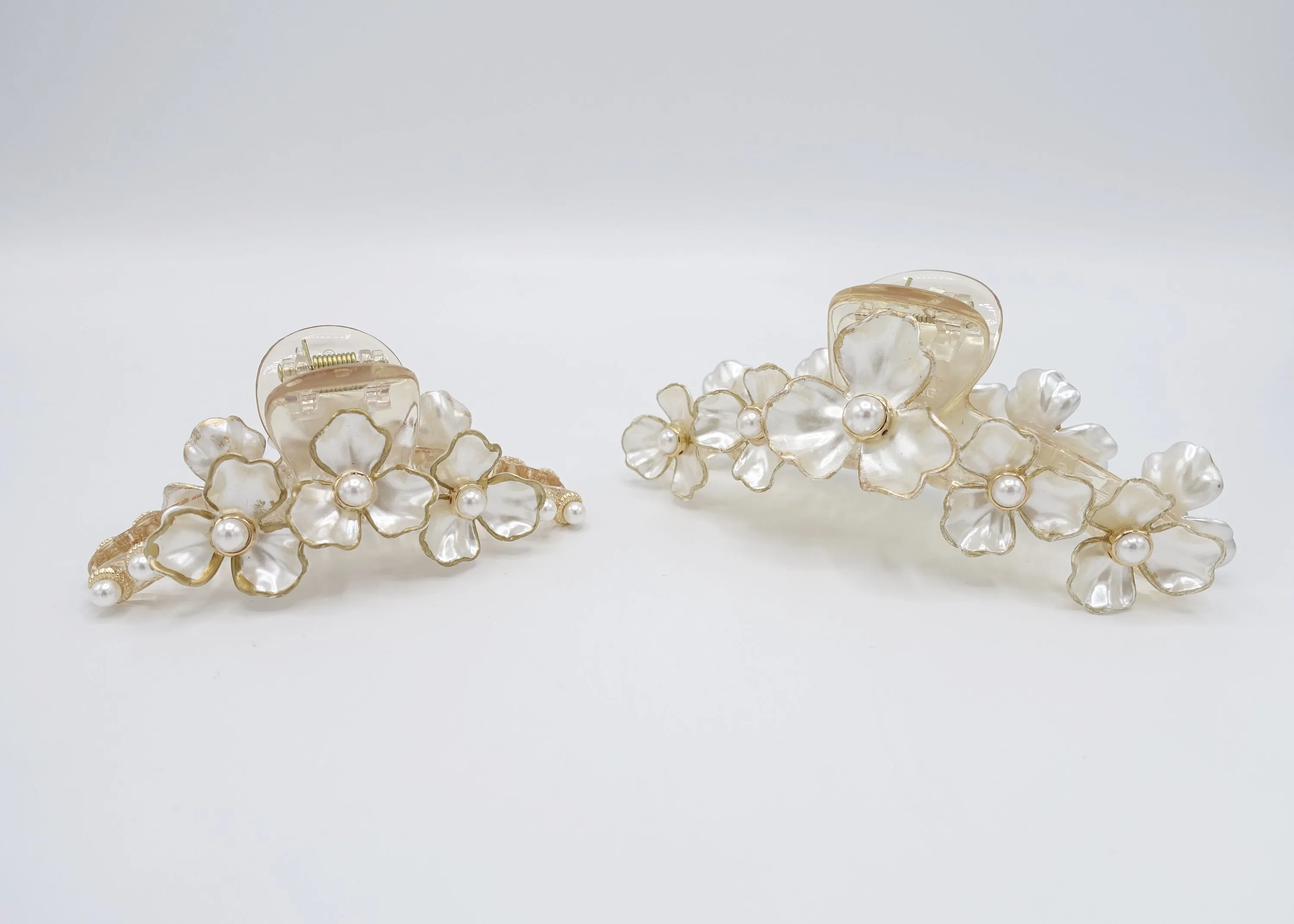 pearl hair claw flower hair claw, pearl hair accessory for women