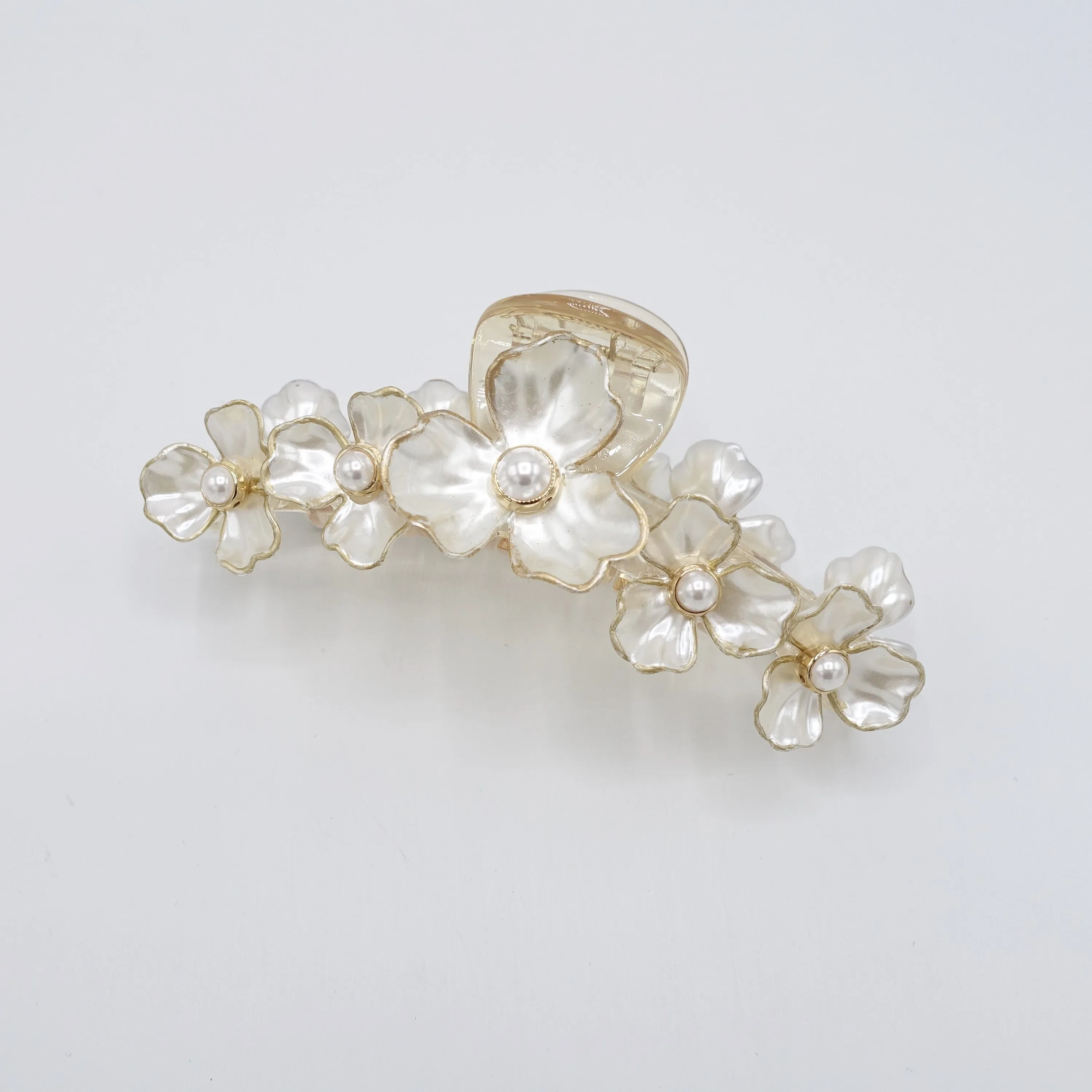 pearl hair claw flower hair claw, pearl hair accessory for women