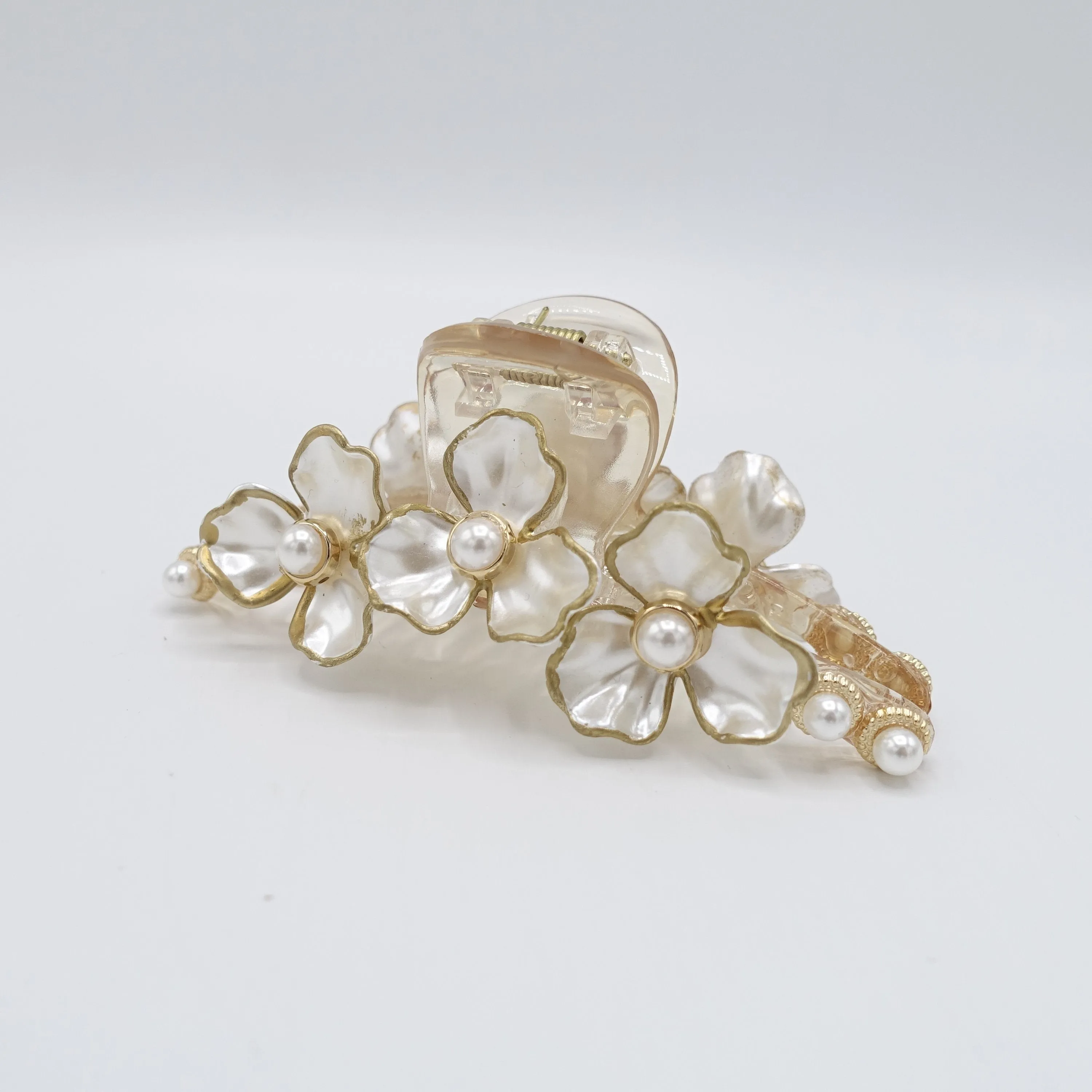pearl hair claw flower hair claw, pearl hair accessory for women