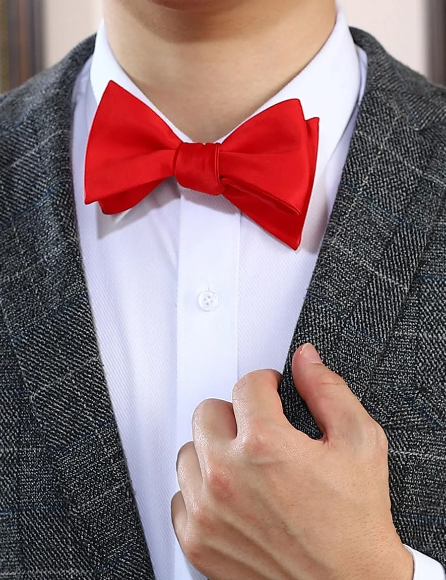 PenSee Mens Solid Bowtie Woven Self Tie Bow Ties Tuxedo & Wedding Bowties