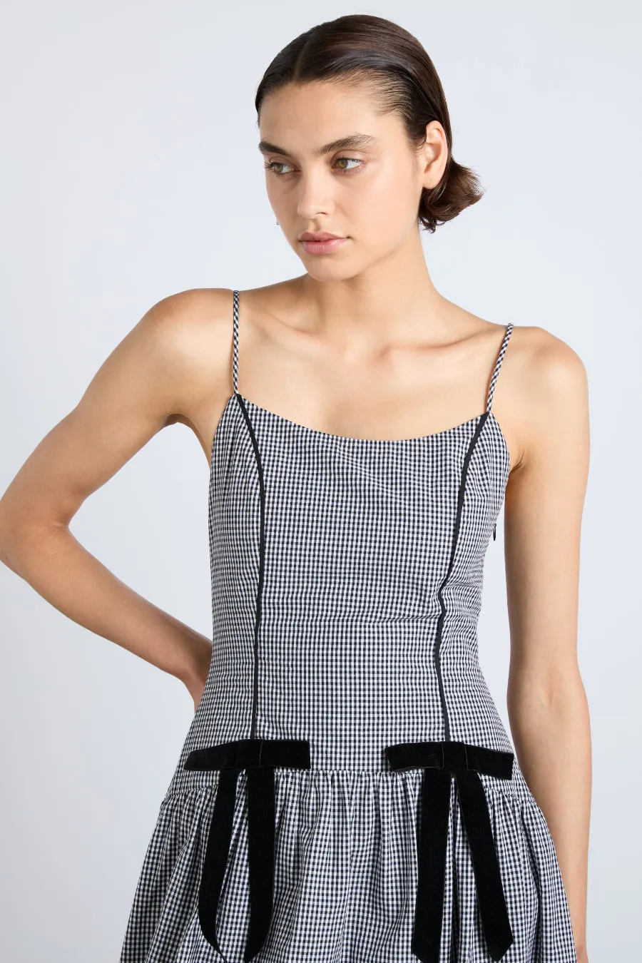 persephone midi dress - black gingham