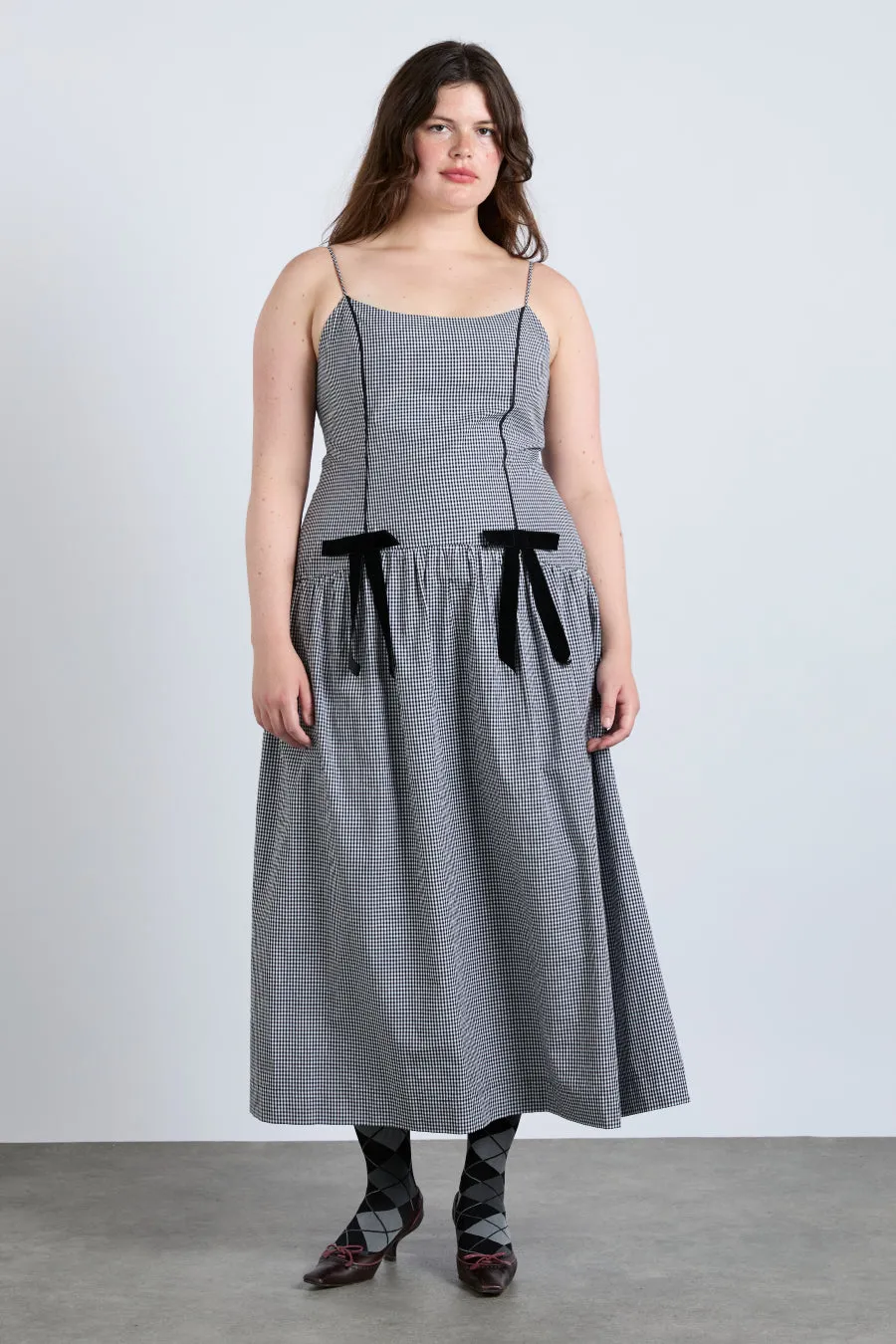 persephone midi dress - black gingham