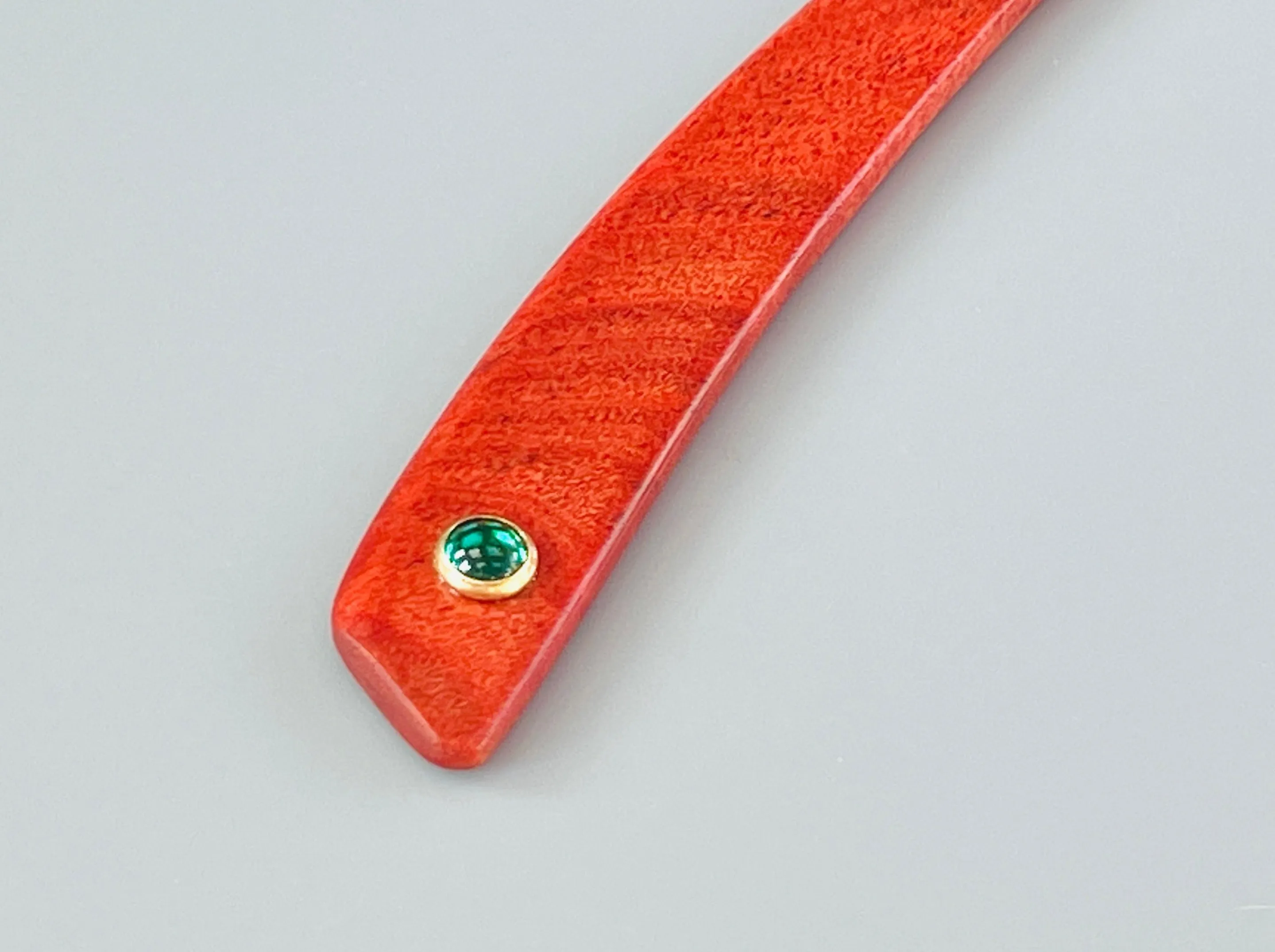 Pink Ivory 14k gold Hair Stick Genuine Emerald Lux hair stick, gold Emerald luxury hair stick