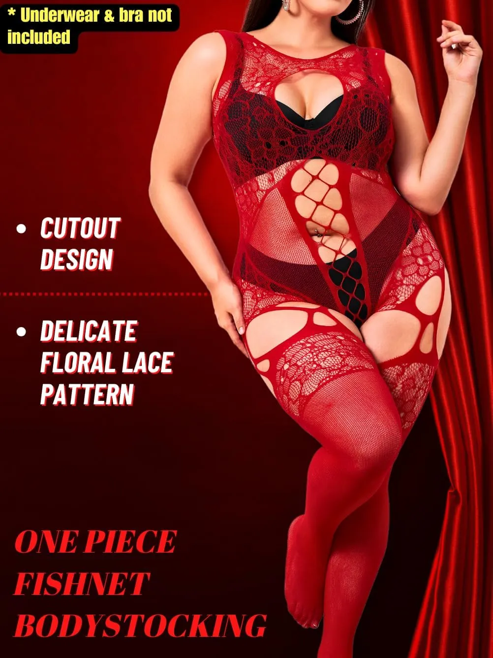 Plus Size Body Stockings For Women Curvy BBW, Exotic Dancer Lingerie Outfits, Full Sexy Fishnet Bodysuit Rave Party