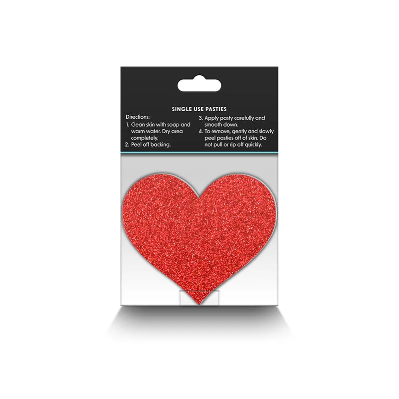 Red & Silver Glitter Hearts Pretty Pasties set of two