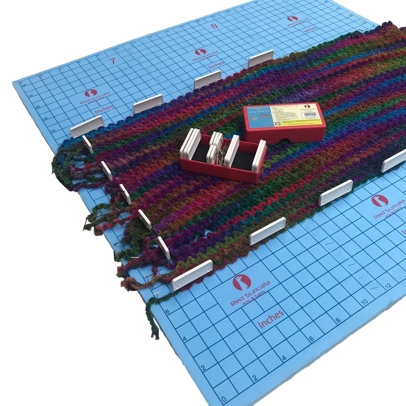 Red Suricata Knit Blocking Bundle – Blocking Mats for Knitting & Knit Blocking Comb Set (Inches Grid)