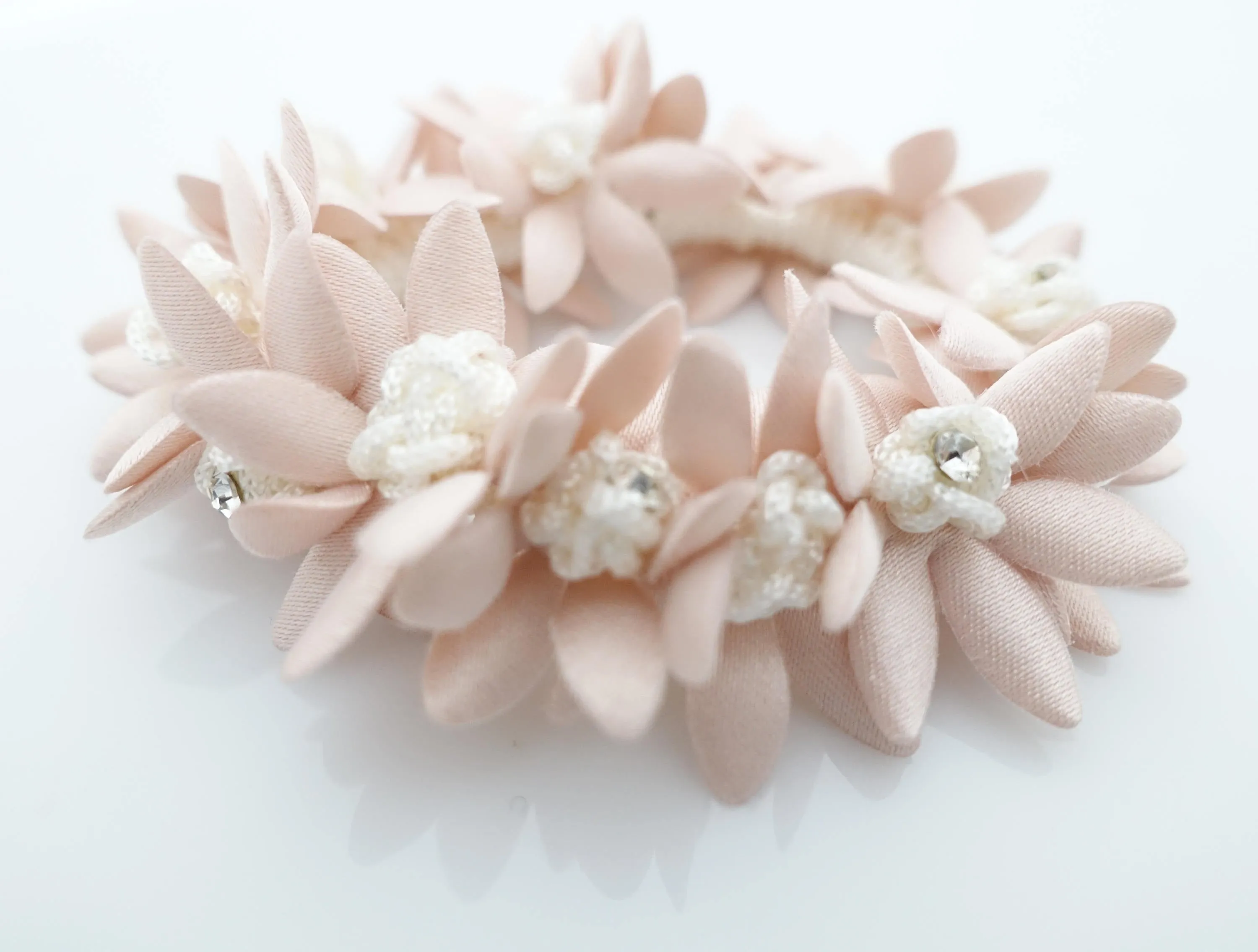 Rhinestone Hair Elastics Flower Petal Crochet Wrapped Elastic Ponytail Holder women hair accessory
