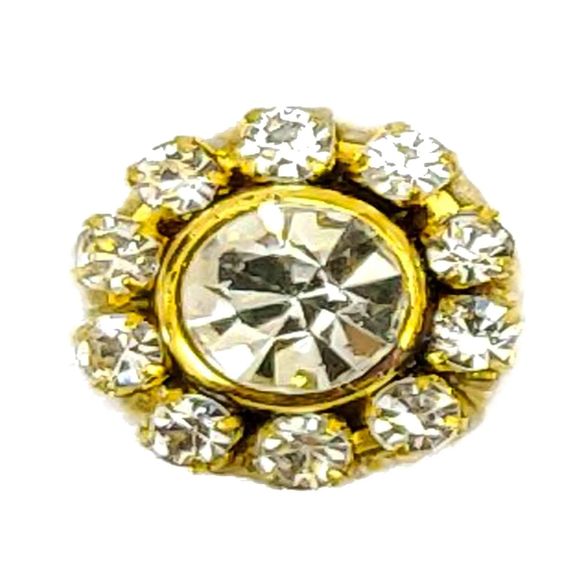 Rhinestone Studded Round Buti with Pearls for Craft Packing or Decoration - 11237