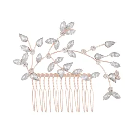 Rose Gold Marquise Diamante Wire Comb