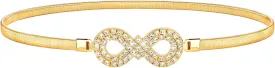 SANSTHS Womens Elastic Thin Metal Waist Belt, Stretch Chain Belt for Dresses, Skinny Rhinestone Adjustable Waistband