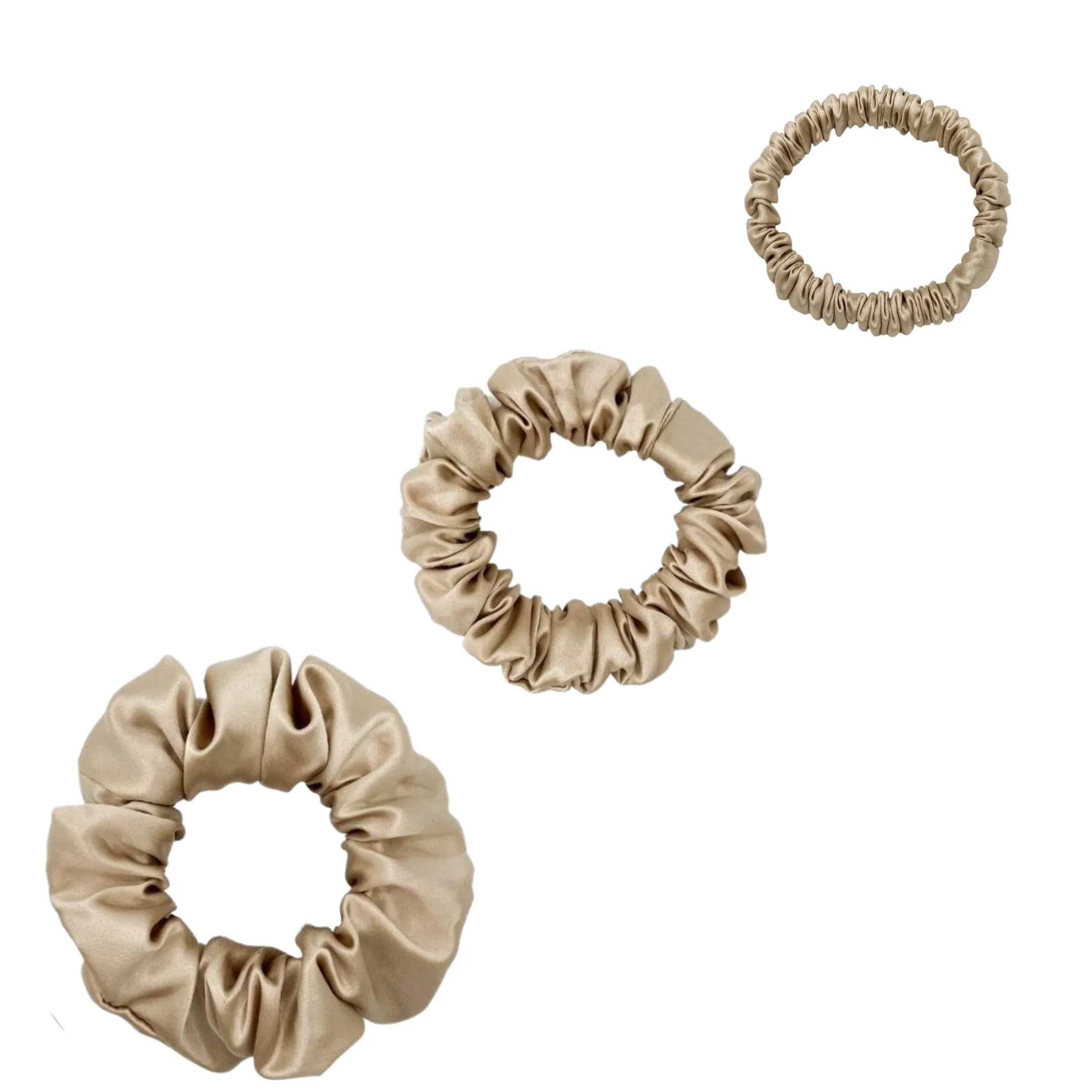 Silk Scrunchies Set - Emerald - Mini, Small, Medium