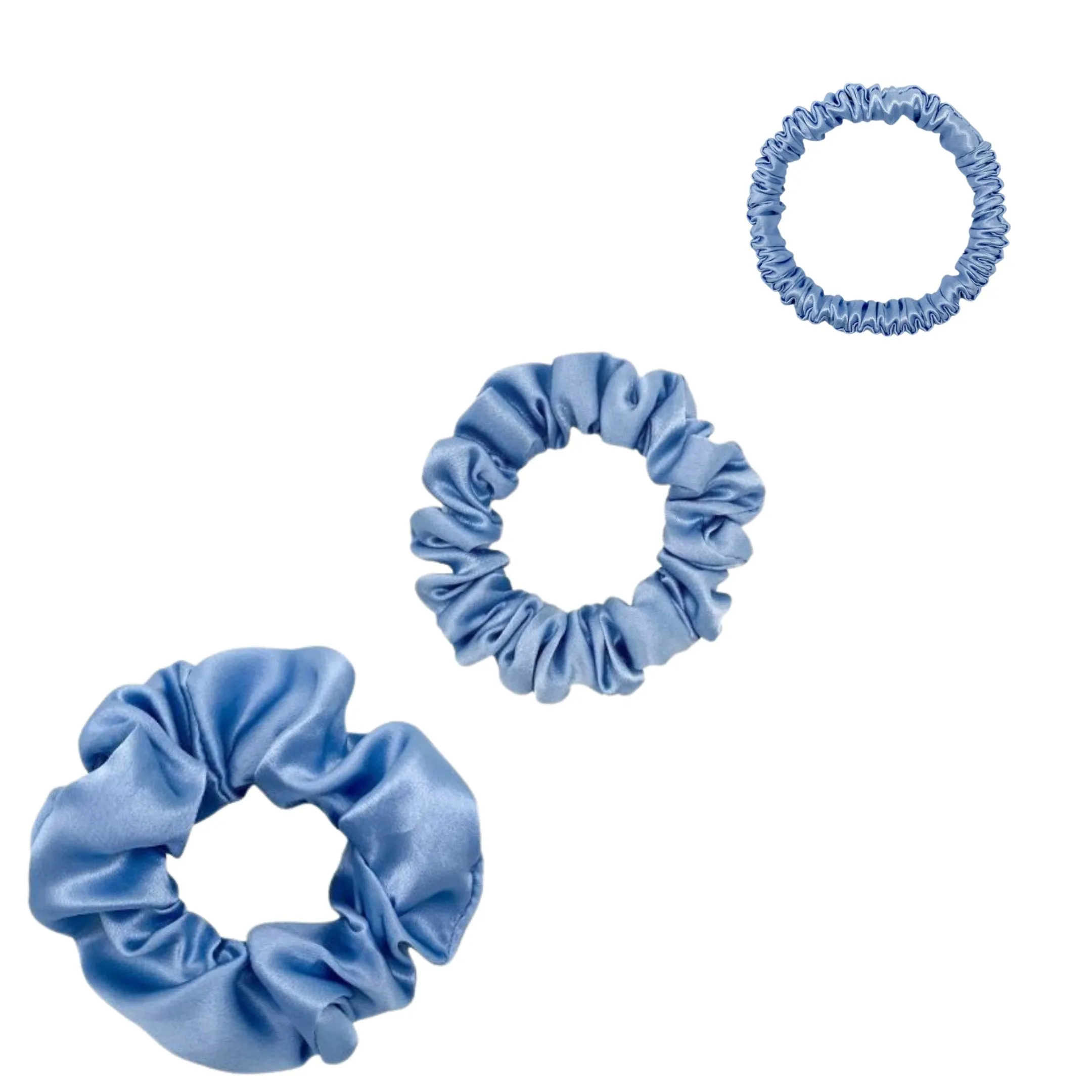 Silk Scrunchies Set - Emerald - Mini, Small, Medium