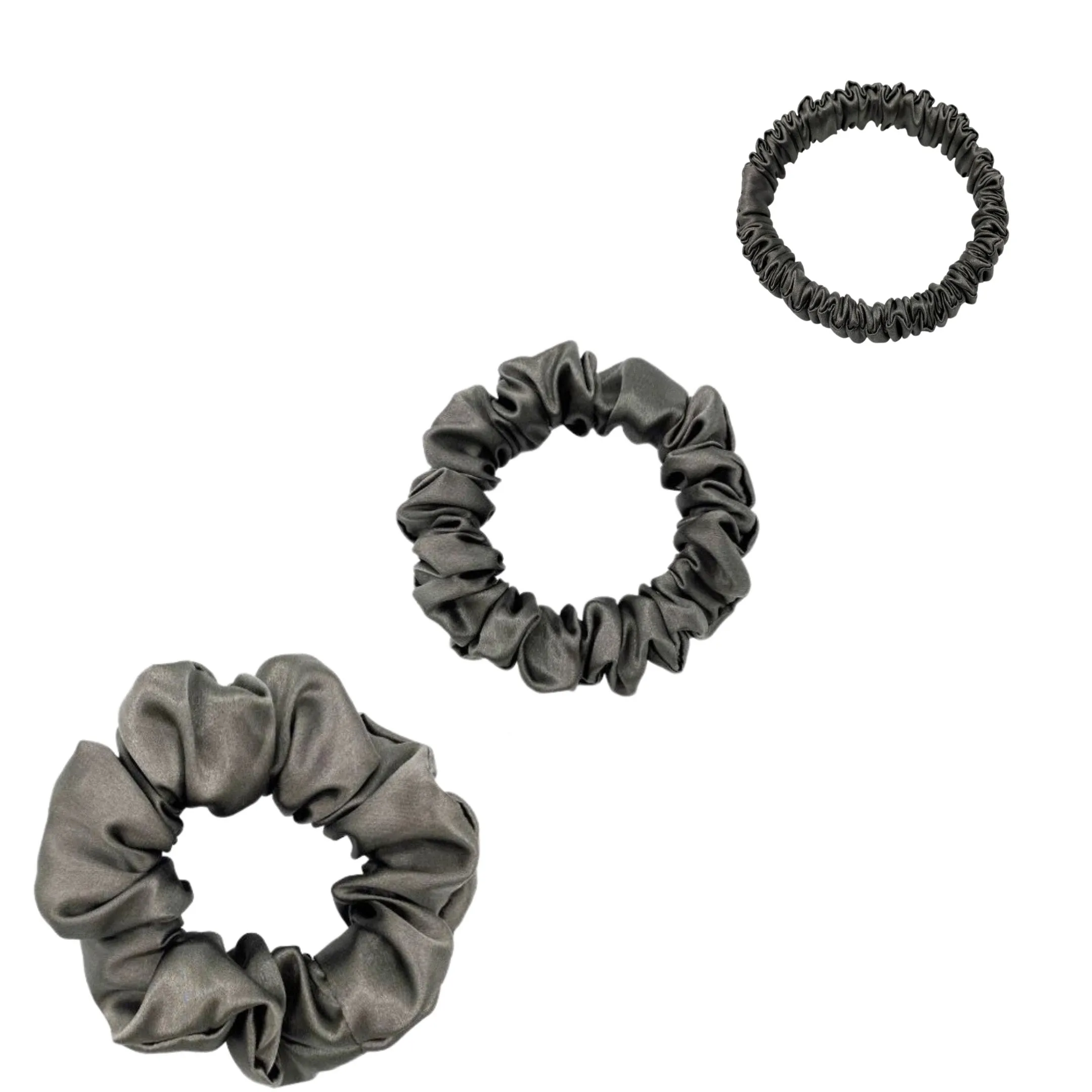 Silk Scrunchies Set - Emerald - Mini, Small, Medium