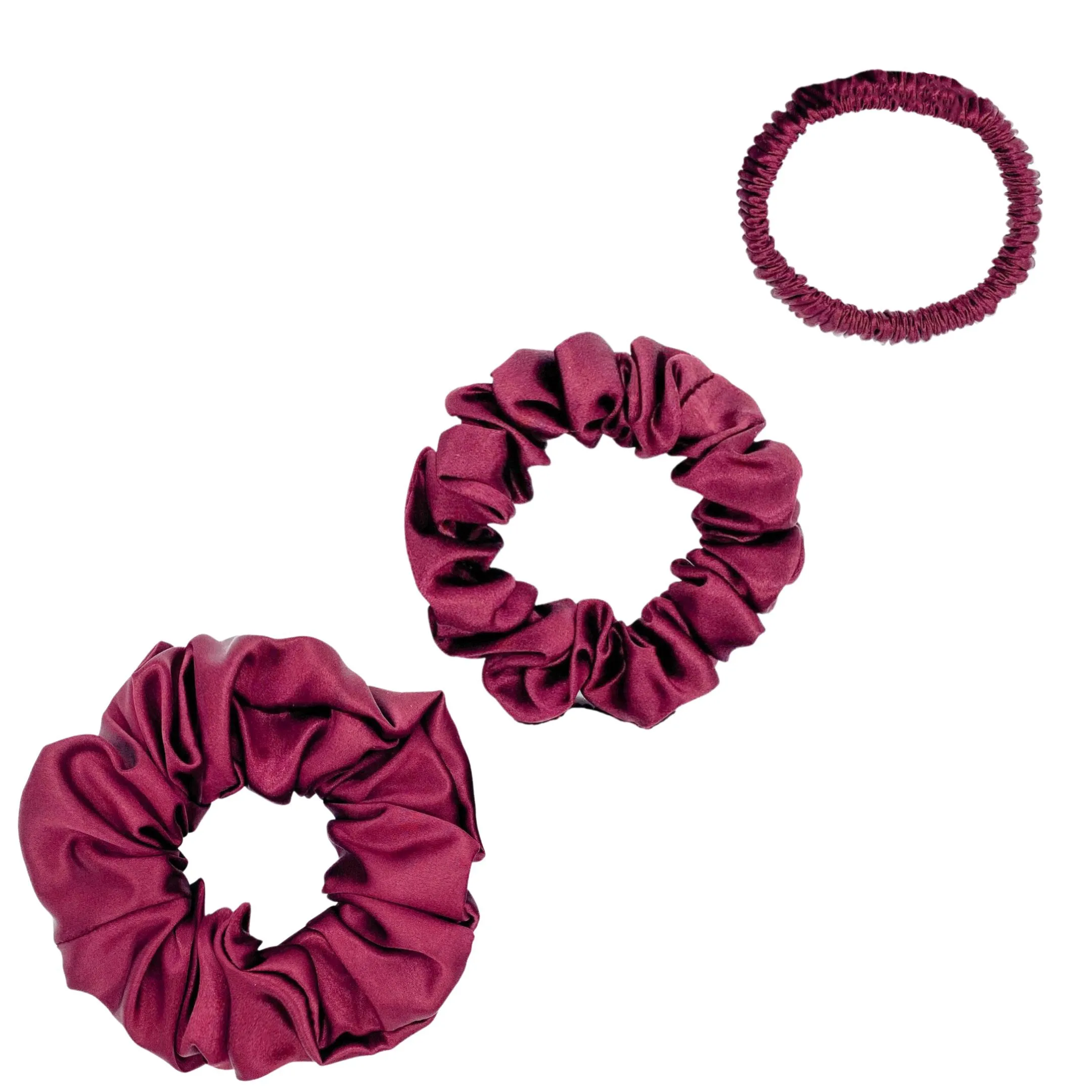 Silk Scrunchies Set - Emerald - Mini, Small, Medium