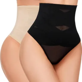 SIMIYA Thong Shapewear Tummy Control for Women High Waisted Stay-Put Body Shaper Girdle Compression Shapewear Thong