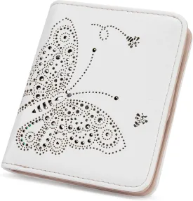 Small RFID Wallet Women Ultra Thin Slim Womens Wallet Mini Compact Bifold Pocket Ladies Wallets for Women WHITE