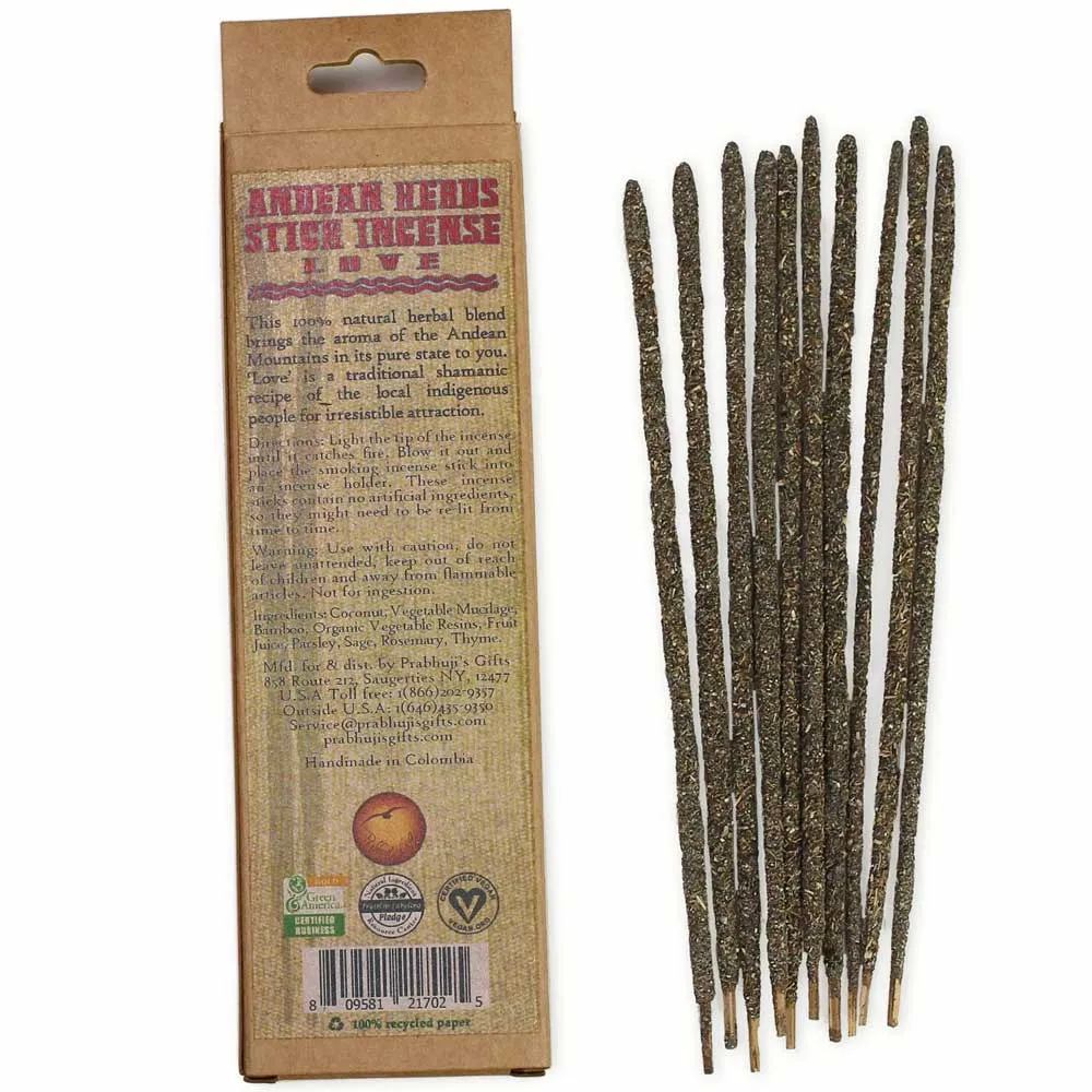 Smudging Incense - Andean Herbs Incense Sticks - Love & Passion