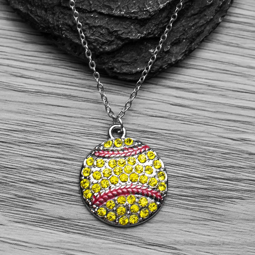 Softball Rhinestone Necklace